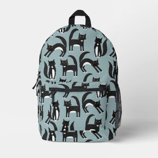 Zwarte en witte Tuxedo Cat Bedrukte Rugzak (Voorkant)