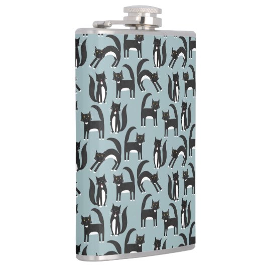 Zwarte en witte Tuxedo Cat Heupfles (Rechts)