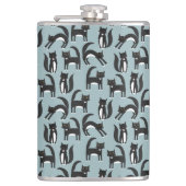 Zwarte en witte Tuxedo Cat Heupfles (Voorkant)