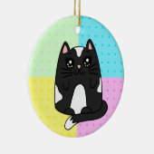 Zwarte en witte Tuxedo Cat Keramisch Ornament (Rechts)