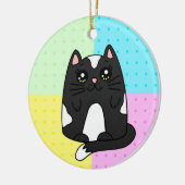 Zwarte en witte Tuxedo Cat Keramisch Ornament (Links)