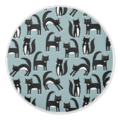 Zwarte en witte Tuxedo Cat Keramische Knop (Voorkant)