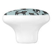 Zwarte en witte Tuxedo Cat Keramische Knop (Zijkant)