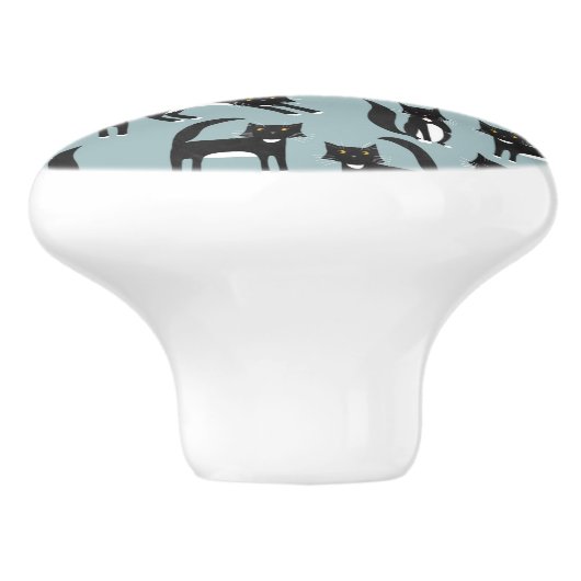 Zwarte en witte Tuxedo Cat Keramische Knop (Zijkant)