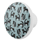 Zwarte en witte Tuxedo Cat Keramische Knop (Rechts)