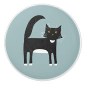 Zwarte en witte Tuxedo Cat Keramische Knop (Voorkant)