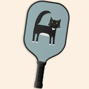 Zwarte en witte Tuxedo Cat Pickleball Paddle