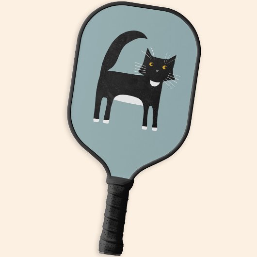 Zwarte en witte Tuxedo Cat Pickleball Paddle