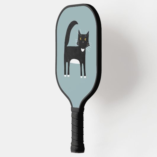 Zwarte en witte Tuxedo Cat Pickleball Paddle (Links)