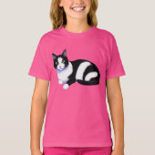 Zwarte en witte Tuxedo Cat T-shirt (Voorkant)