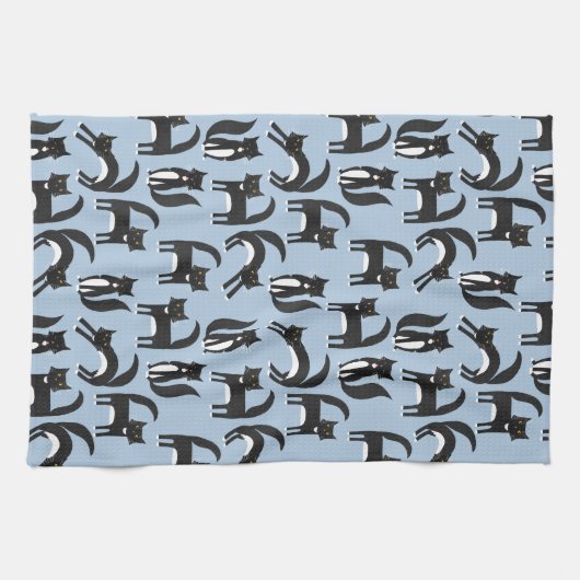 Zwarte en witte Tuxedo Cat Theedoek (Horizontaal)