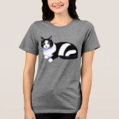 Zwarte en witte Tuxedo Cat Tri-Blend Shirt (Voorkant)