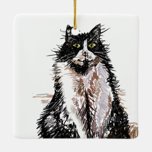 Zwarte en witte Tuxedo Kat Kinderen Naam Decoratie (Achterkant)