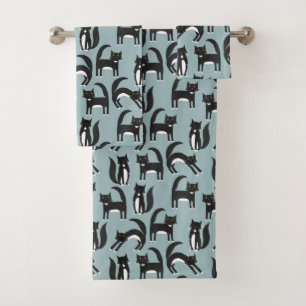 Zwarte en witte Tuxedo-katten Bad Handdoek