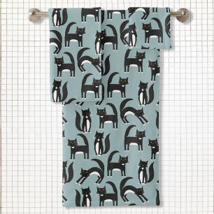 Zwarte en witte Tuxedo-katten Bad Handdoek