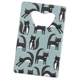 Zwarte en witte Tuxedo-katten Creditkaart Flessenopener