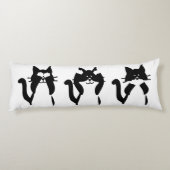 Zwarte en witte Tuxedo-katten | Drie Katten Lichaamskussen (Achterkant)