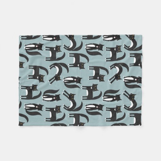 Zwarte en witte Tuxedo-katten Fleece Deken (Voorkant (Horizontaal))