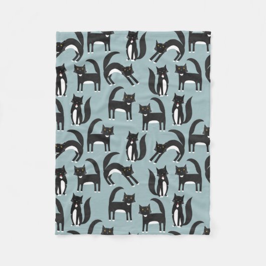 Zwarte en witte Tuxedo-katten Fleece Deken (Voorkant)