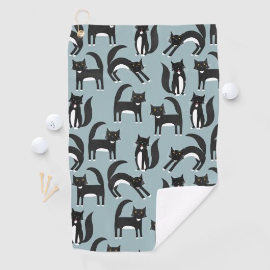 Zwarte en witte Tuxedo-katten Golfhanddoek (Insitu)