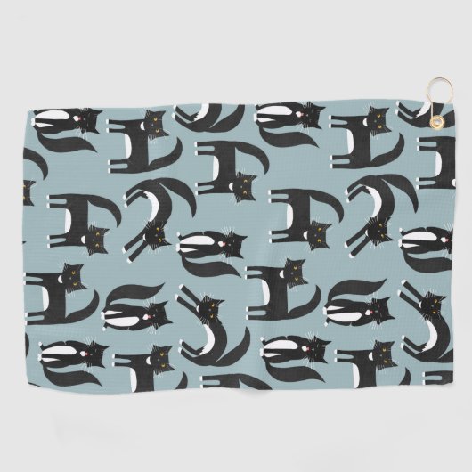 Zwarte en witte Tuxedo-katten Golfhanddoek (Horizontaal)