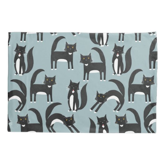 Zwarte en witte Tuxedo-katten Kussensloop (Achterkant-Links)