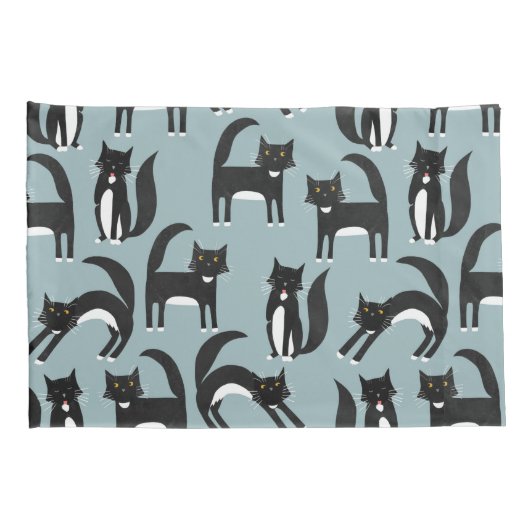 Zwarte en witte Tuxedo-katten Kussensloop (Achterkant-Rechts)