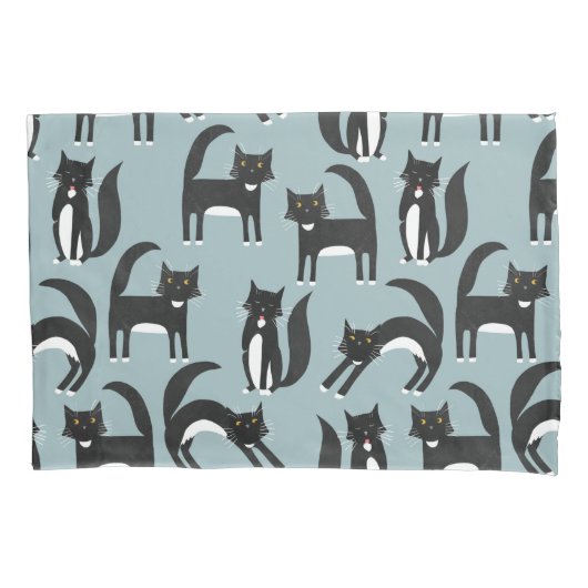 Zwarte en witte Tuxedo-katten Kussensloop (Voorkant-Links)