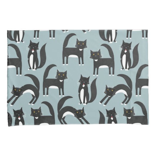 Zwarte en witte Tuxedo-katten Kussensloop (Voorkant-Rechts)