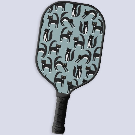Zwarte en witte Tuxedo-katten Pickleball Paddle