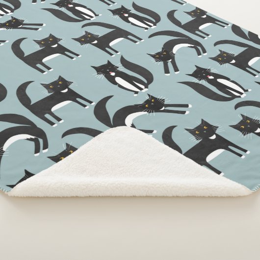 Zwarte en witte Tuxedo-katten Sherpa Deken (3/4)