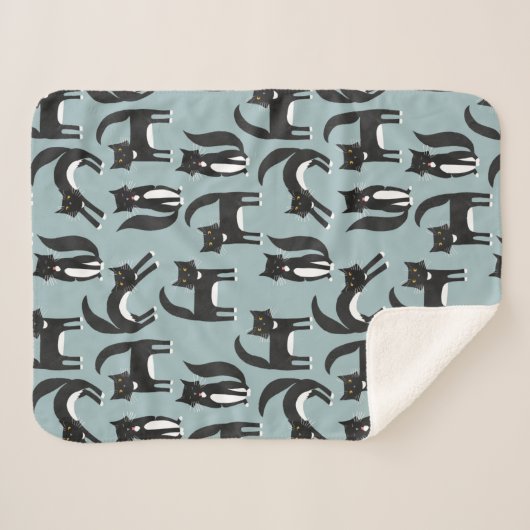 Zwarte en witte Tuxedo-katten Sherpa Deken (Voorkant (horizontaal))