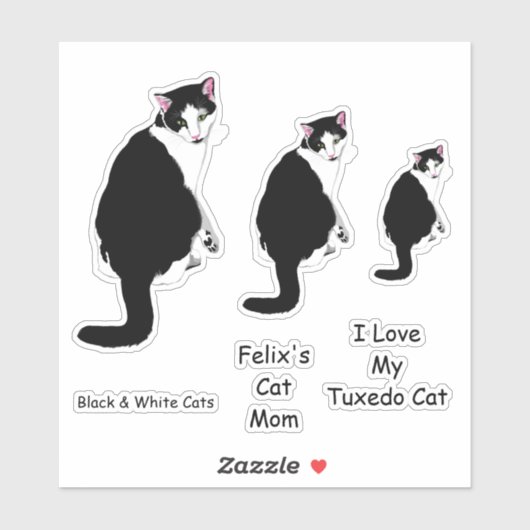 Zwarte en witte Tuxedo-katten Sticker (Vel)