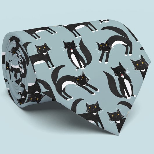Zwarte en witte Tuxedo-katten Stropdas