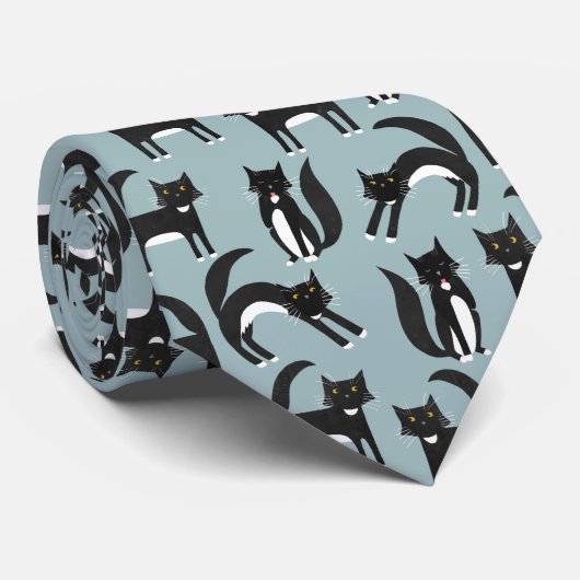 Zwarte en witte Tuxedo-katten Stropdas (Opgerold)