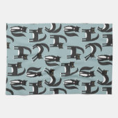 Zwarte en witte Tuxedo-katten Theedoek (Horizontaal)