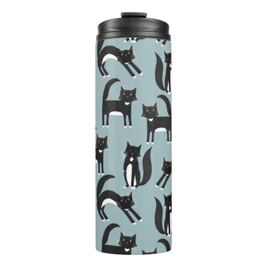 Zwarte en witte Tuxedo-katten Thermosbeker (Voorkant)