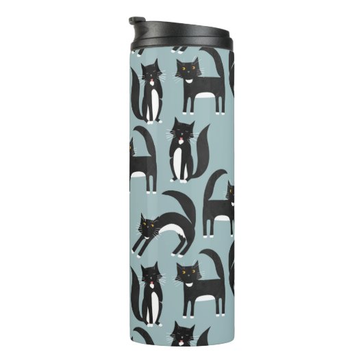 Zwarte en witte Tuxedo-katten Thermosbeker (Geroteerd rechts)