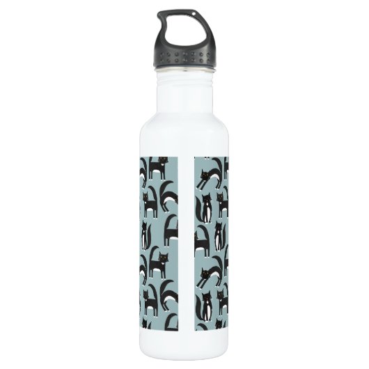 Zwarte en witte Tuxedo-katten Waterfles (Achterkant)
