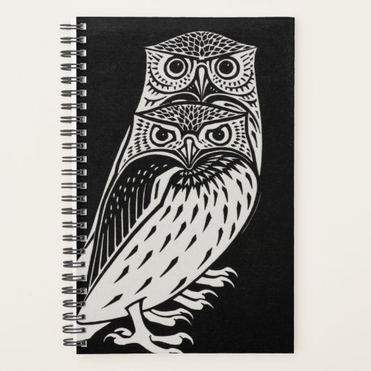 Zwarte en witte twee uilen van Julie de Graag 2022 Planner (Voorkant)
