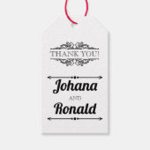 Zwarte en witte typografie bruiloft Bedankt Cadeaulabel (Voorkant)