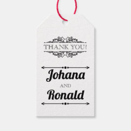 Zwarte en witte typografie bruiloft Bedankt Cadeaulabel
