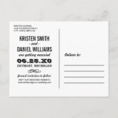 Zwarte en Witte Typografie Foto Opslaan Datum Aankondigingskaart (Achterkant)