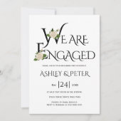 Zwarte en witte typografie, roos verlovingspartij kaart (Voorkant)