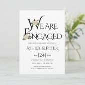 Zwarte en witte typografie, roos verlovingspartij kaart (Staand voorkant)