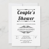  zwarte en witte typografische paren douchen kaart (Voorkant)