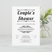  zwarte en witte typografische paren douchen kaart (Staand voorkant)