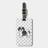 Zwarte en witte Tzu-tekenfilm en aangepaste tekst Bagagelabel (Voorkant verticaal)