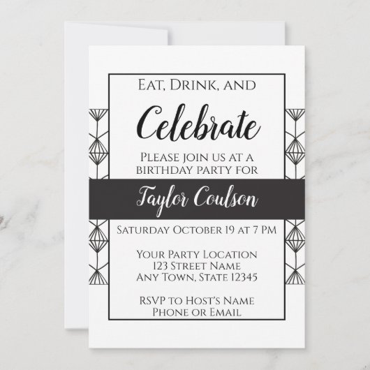 Zwarte en Witte Uitnodiging (Voorkant)
