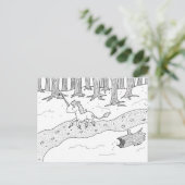 Zwarte en witte unicorn-galoping briefkaart (Staand voorkant)